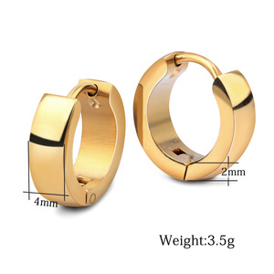 Boucles d'oreilles créoles à clipser en acier de 4 mm, rondes et géométriques, pour un usage quotidien - Product Image 3