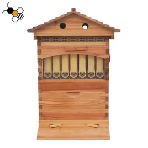 7 Pcs Automatic Wooden Hive Home Auto Self Flowing Honey Hive House For Honey Bees