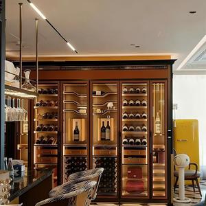 Cantinetta Refrigerata di Lusso per Soggiorno, Mobile Porta Vini in Vetro Isolato, Frigorifero per Vino Rosso Integrato in Bronzo - Product Image 4