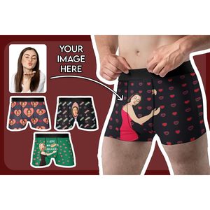 <b>Custom</b> Men's <b>Boxer</b> Briefs With Face Photo Print St. Patrick's Day Leprechaun Design Soft Knitted Underwear For Fun Gifts - Product Image 2