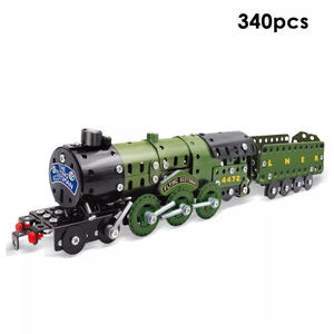 ฮันเย่ ชุดของเล่นรถไฟประกอบเอง 340 ชิ้น ของเล่นฝึกทักษะการเคลื่อนไหวอย่างละเอียด ของเล่นประกอบแบบ DIY ชุดประกอบสกรู บล็อกโลหะสำหรับเด็ก - Product Image 4