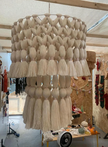 Ultimi Prodotti: <span class=keywords><strong>Lampadario</strong></span> Nordico Fatto a Mano in Macramè 60x75cm con Nappine in Cotone Naturale per Ufficio, Camera da Letto, Soggiorno, Compleanno - Product Image 6