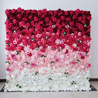5D 8ft X 8ft Roll-Up Tissu Fleur Mur Blanc Artificielle Rose et Fleur De Soie Toile De Fond De Mariage Décoration De Style 3D