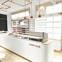 Aménagement intérieur de café, comptoirs de bar à café, vitrines pour salon de thé, présentoirs en verre, personnalisation complète de la pièce, décoration de magasin