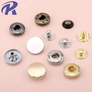 धातु स्नैप बटन प्रेस स्नैप फास्टनरों स्टड बटन विभिन्न आकार कवर किए गए पीतल के चार भाग बोटोन