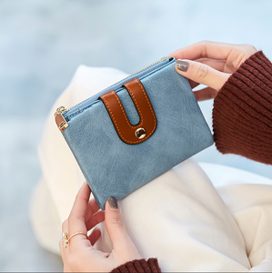 New Style Zipper Short Folding Wallet Large Capacity Student Coin <b>Purse</b> Retro Frosted Multi-card Holder Wallet - Product Image 3