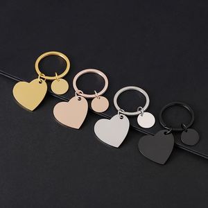 Porte-clés promotionnel en acier inoxydable en forme de cœur de pêche, gravé en couleur, imprimé numériquement, vierge, pour cadeau de vacances - Product Image 1
