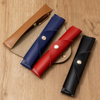 Étui à stylo en cuir PU enveloppant avec bouton-pression, pochette portable pour un seul stylo, étui de protection pour crayons