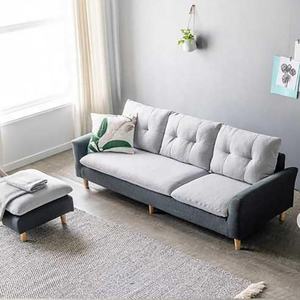 Conjunto de muebles seccionales en forma de l para sala de estar, tapizado de tela 2020 de espuma de alta densidad, tamaño pequeño, gris, baja - Product Image 2