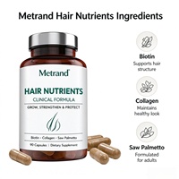 Capsules de vitamines pour la croissance des cheveux Metrand Private Label, biotine, collagène, palmier nain, complément alimentaire pour les soins des cheveux, 90 capsules