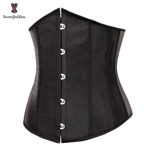 Women Fish Boned Elastic Tummy Control Satin Underbust Top <strong>Lace</strong> <strong>up</strong> Boned Waist Training <strong>Corset</strong> With Lacing Ribbon - Product Image 2