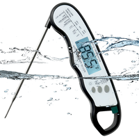 Thermomètre alimentaire numérique avec sonde en plastique, design pliable, pour viande, barbecue, four, cuisson, friture, cuisine, usage domestique, IPX6