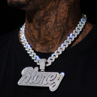 Collier Pendentif Lettre Personnalisé en Argent S925 Plaqué Or avec Diamants Moissanite VVS, Chaîne Maille Cubaine, Style Hip Hop, Pendentif Prénom Personnalisé