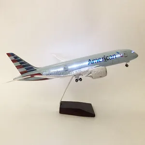 Avión modelo grande a escala 1:130 con luz LED americano 47CM Boeing 787 modelos de avión modelo de avión de resina B787