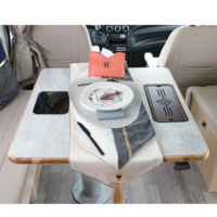 Pied de table pneumatique gris en aluminium et acier pour camping-car, avec cadre de table coulissant multidirectionnel pour remorque de camping-car