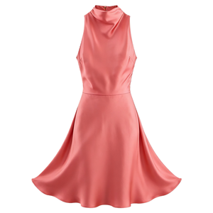 Robe maxi d'été élégante en tissu tissé sans manches, col rond, coupe évasée, rouge |   Robe de plage style bohème pour les vacances |   Robe d'été pour femmes - Product Image 6