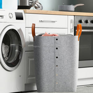 Panier de rangement en feutre, panier en feutre pliable, panier de rangement pour le linge avec poignée en PU - Product Image 6