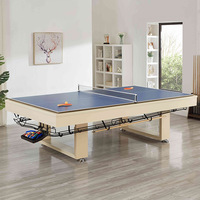 Mesa de Billar Multifuncional de Madera Sólida de Alta Gama con Retorno Automático de Bolas, Estilo Americano, para Uso Comercial y Doméstico, Apta para Ajedrez