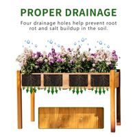 Bac à légumes surélevé en bois avec pieds, jardinière surélevée pour jardin extérieur, patio, culture de légumes, herbes et fleurs