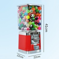 Distributeur automatique de bonbons QF Candy Gumball Capsule Bouncy Ball Mini, capacité de 200 à 300 pièces, design mécanique, rouge, 3,18 kg, garantie 1 an
