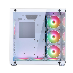 Caja de Vidrio Blanca y Morada para <span class=keywords><strong>PC</strong></span>, Gabinete de Juegos para Computadora de Escritorio con Vidrio con Impresión Blanca - Product Image 5