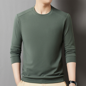 Men's pure cotton basic T-shirt, comfortable, breathable, casual long-sleeved. - Product Image 1