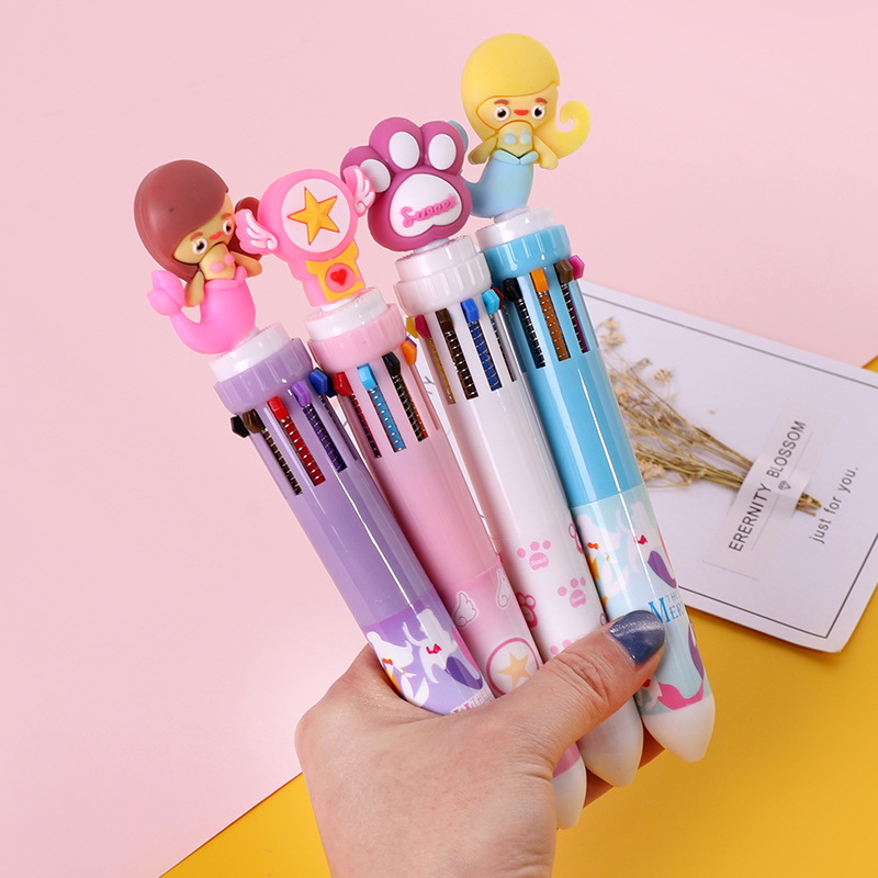 Stylo à bille rétractable multicolore 10 couleurs, 5 pièces, mignon Kawaii, Animal de dessin animé, recharge, fournitures scolaires et de bureau, papeterie cadeau Stylo à bille rétractable multicolore 10 couleurs, 5 pièces, mignon Kawaii, Animal de dessin animé, recharge, fournitures scolaires et de bureau, papeterie cadeau