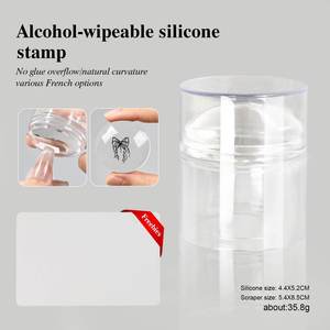 Tampon à ongles en silicone français avec couvercle Tampon à ongles essuyable à l'alcool Outil d'impression à tête transparente - Product Image 4