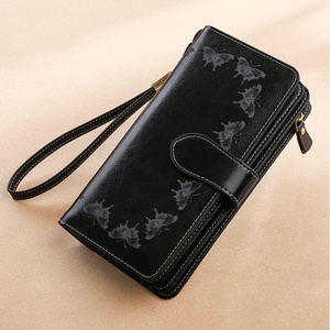Large Capacity Vintage Style Ladies' Clutch <b>Wallet</b> Multifunctional Fashion Leather Thread Polyester <b>Long</b> Zipper RFID Open - Product Image 5