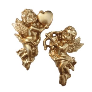 Nordic Resin Cupid Eros Angel Statue Golden Resin Rectangle Art <strong>Decor</strong> <strong>Hanging</strong> <strong>Wall</strong> Table <strong>Decor</strong> for Home <strong>Decor</strong> - Product Image 1