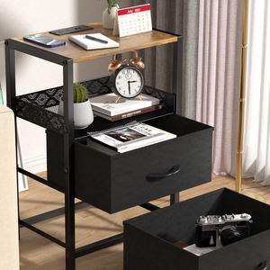 <span class=keywords><strong>Table</strong></span> de chevet et <span class=keywords><strong>table</strong></span> basse modernes personnalisées à double tiroir avec prises USB, panneau d'alimentation transfrontalier pour chambre à coucher - Product Image 4