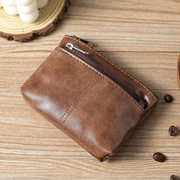 Vente en gros de mini pochettes vintage en cuir PU unisexe avec fermeture éclair, porte-monnaie et porte-clés