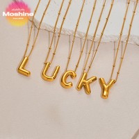 Nouveauté MS : Collier avec pendentif lettre initiale plaqué or 18 carats, perles en acier inoxydable A-Z (26 lettres) pour cadeaux féminins