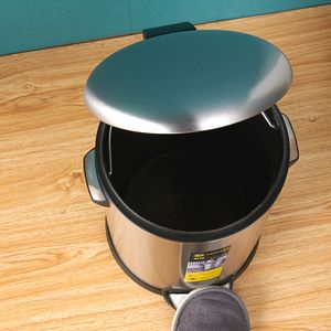 5L جولة خطوة من النيكل المصقول الفولاذ المقاوم للصدأ دواسة لولبية بن النفايات بن الغبار - Product Image 5