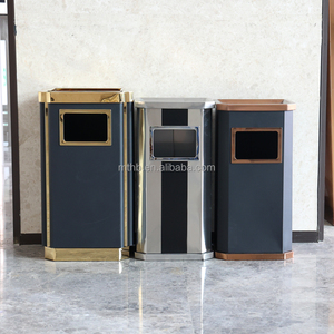 Cubo de basura para interiores comerciales, cubos de basura negros de Metal, cubos de basura grandes de acero, cubo de basura con tapa - Product Image 2