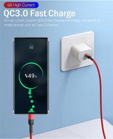 Câble de charge rapide USB C tressé en nylon, cordon de synchronisation de données haute vitesse, câble de chargeur Type C pour téléphone, tablette, smartphone