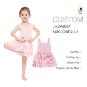 Robe sans manches à double couche pour petite fille avec short intégré, haute élasticité, anti-exposition, tenue de danse d'entraînement - Product Image 1