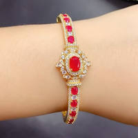Bracelet en rubis rouge avec argent sterling S925 pour elle, bijoux en pierres précieuses naturelles, accessoires de mode, idée cadeau pour un anniversaire de mariage