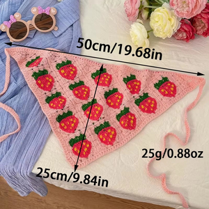 Élégant Bandeau Écharpe Triangulaire Tricoté pour Femme, Motif Fraise Tendance, Accessoire Cheveux Polyvalent - Product Image 4