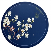 Tapis de Mahjong Rond Personnalisé de Haute Qualité 36/39 Pouces avec Dos Antidérapant en Caoutchouc pour Jeux de Cartes/Poker