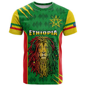 T-shirt Slim pour <span class=keywords><strong>homme</strong></span> Éthiopie Casque <span class=keywords><strong>Rasta</strong></span> Lion personnalisé Dreadlock tissé célébrant le jour de l'indépendance éthiopienne - Product Image 1