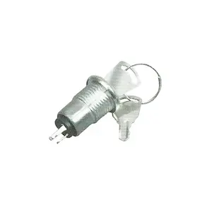 Llave giratoria electrónica plana impermeable, 12mm, 1NO1NC, interruptor de 3 pines, 2 posiciones, doble extracción de seguridad