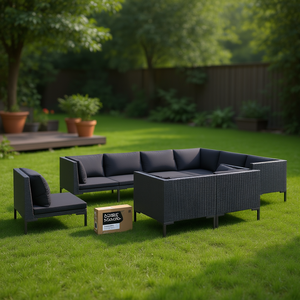 Set Lounge da Giardino in Rattan Grigio Scuro 6 Posti, Resistente alle Intemperie, Arredamento da Esterno dal Design Contemporaneo - Product Image 2
