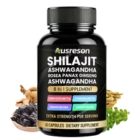 Capsules d'extrait de Shilajit de l'Himalaya 8 en 1 à marque privée avec Rhodiola Rosea, Ginseng et Ashwagandha pour complément immunitaire et énergétique
