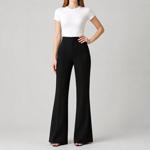 <span class=keywords><strong>Pantaloni</strong></span> <span class=keywords><strong>a</strong></span> <span class=keywords><strong>Zampa</strong></span> d'Elefante <span class=keywords><strong>a</strong></span> Vita Alta per Donna, <span class=keywords><strong>Neri</strong></span>, Eleganti e Aderenti, per Ufficio, Personalizzabili OEM ODM - Product Image 1
