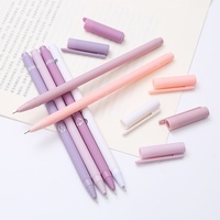 Stylos gel en plastique couleur Morandi en boîte, lot de 6, pour étudiants et examens, fournitures de bureau, stylos signature noirs
