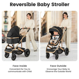 Cochecito de Lujo para Bebé Recién Nacido, Kinderwagen con Asiento para Automóvil, Moderno Cochecito Compacto 3 en 1 con Bolsa para Mamá - Product Image 2