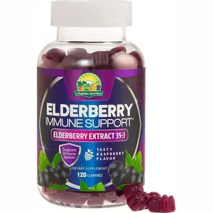 Natural Flavor Zinc and Vitamin C Elderberry Immune Gummies Gluten Free Extract for Adults Black Elderberry Gummies