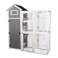 Enceinte pour chat à motif solide Catio Maison pour chat en bois avec fermeture à bouton Cage extérieure écologique pour animaux de compagnie et grande course