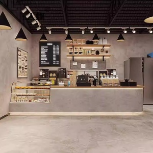 Bancone Bar Personalizzabile in Legno per Caffè e Bubble Tea, per Centri Commerciali e Supermercati, <span class=keywords><strong>Design</strong></span> Ecologico e Resistente con LED per Negozi al Dettaglio - Product Image 1